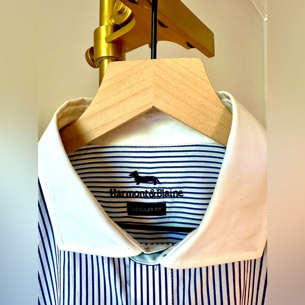 Harmont & Blaine blue and white shirt.  Dress or casual.